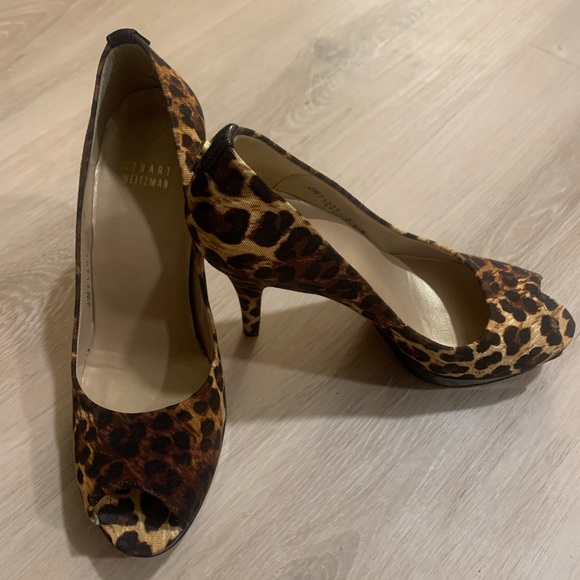 Stuart Weitzman leopard print open toe heel - Picture 1 of 8